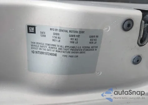 2009 Chevrolet Cobalt Lt z USA, uszkodzony, nr VIN 1G1AT58H197248046